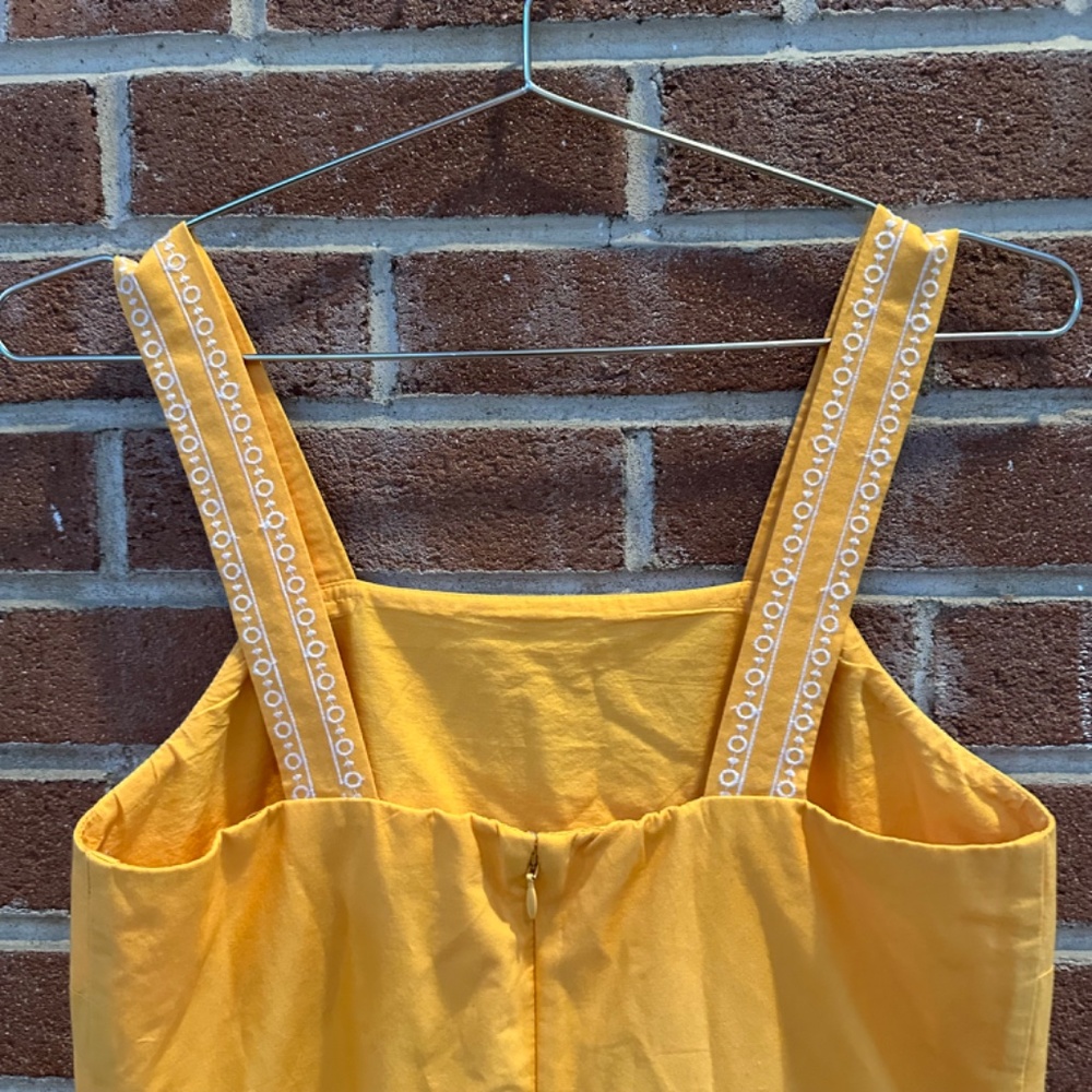 J. Crew Embroidered Scalloped Tiered Midi Dress 0 Marigold - Picture 6 of 14